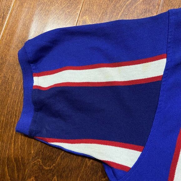 Bugle Boy Vintage 90s Blue White Red USA Striped Polo Shirt Men's Size Large - Picture 5 of 9